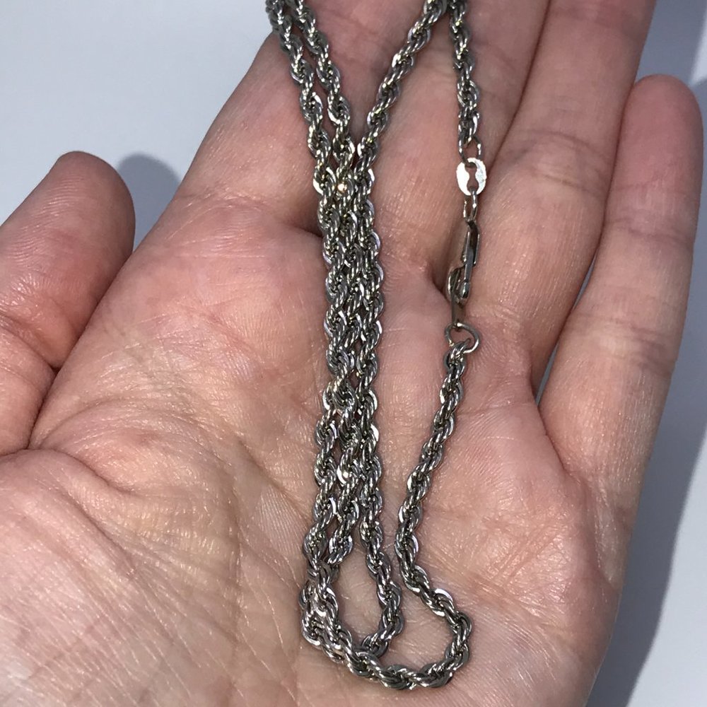 18" 3mm Silver Rope Chain Necklace - Picture 5 of 13